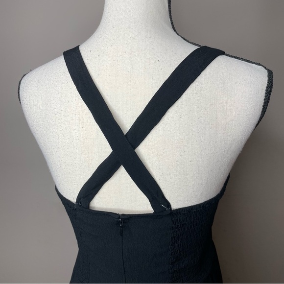 Madewell Smocked Crop Wide Leg Jumpsuit in True Black 2 H1084 - Picture 5 of 16